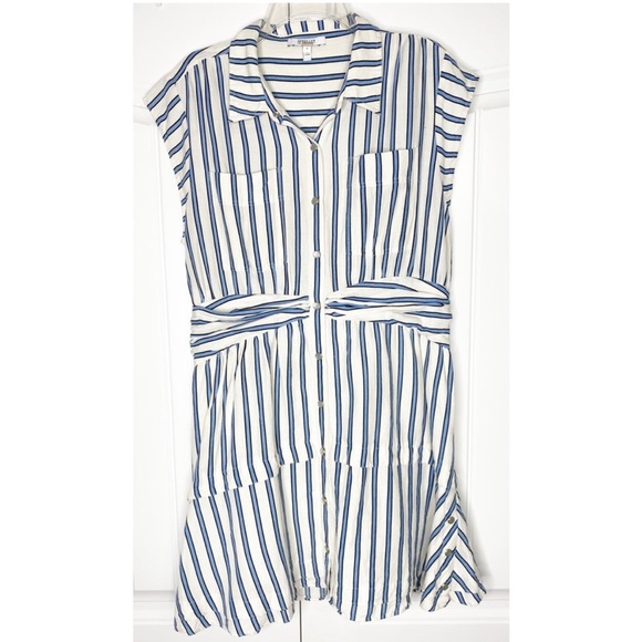 Derek Lam 10 Crosby Blue White Striped Shirt Dress 14 - Picture 4 of 8